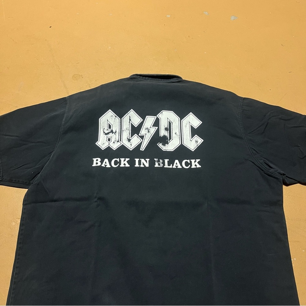 Vintage 90s AC/DC Black Graphic Button Up T-Shirt Large